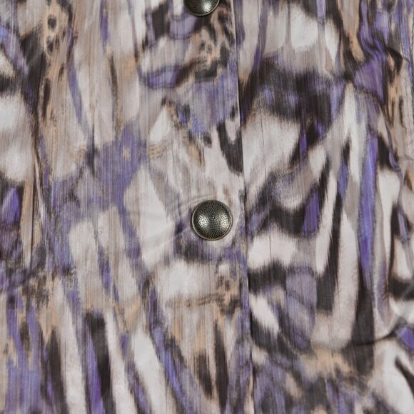 Chicos Sz3 80s Animal Print Zebra Boho Snap Zip Pocket Purple Windbreaker Jacket - Picture 9 of 16